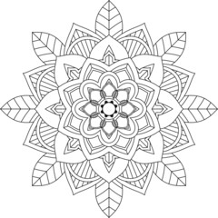 Easy Mandala coloring book simple and basic for beginners, seniors and children. Set of Mehndi flower pattern for Henna drawing and tattoo. Decoration in ethnic oriental, Indian style.