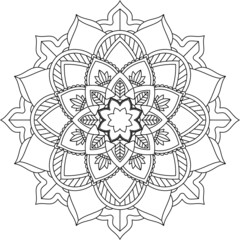 Easy Mandala coloring book simple and basic for beginners, seniors and children. Set of Mehndi flower pattern for Henna drawing and tattoo. Decoration in ethnic oriental, Indian style.