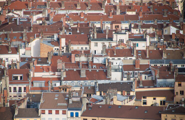 ensemble de toits de la ville de Lyon , la croix rousse
