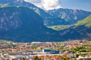 Fototapeta na wymiar Panoramic view of Riva del Garda and italian Alps