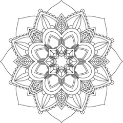 Easy Mandala coloring book simple and basic for beginners, seniors and children. Set of Mehndi flower pattern for Henna drawing and tattoo. Decoration in ethnic oriental, Indian style.