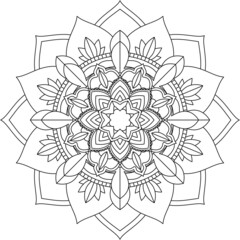 Easy Mandala coloring book simple and basic for beginners, seniors and children. Set of Mehndi flower pattern for Henna drawing and tattoo. Decoration in ethnic oriental, Indian style.