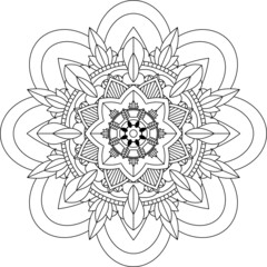Easy Mandala coloring book simple and basic for beginners, seniors and children. Set of Mehndi flower pattern for Henna drawing and tattoo. Decoration in ethnic oriental, Indian style.