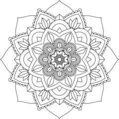 Easy Mandala coloring book simple and basic for beginners, seniors and children. Set of Mehndi flower pattern for Henna drawing and tattoo. Decoration in ethnic oriental, Indian style.