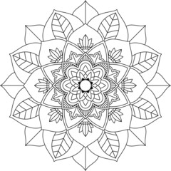 Easy Mandala coloring book simple and basic for beginners, seniors and children. Set of Mehndi flower pattern for Henna drawing and tattoo. Decoration in ethnic oriental, Indian style.