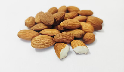 Almonds in white background