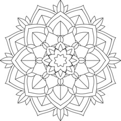 Easy Mandala coloring book simple and basic for beginners, seniors and children. Set of Mehndi flower pattern for Henna drawing and tattoo. Decoration in ethnic oriental, Indian style.