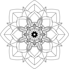 Easy Mandala coloring book simple and basic for beginners, seniors and children. Set of Mehndi flower pattern for Henna drawing and tattoo. Decoration in ethnic oriental, Indian style.