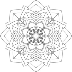 Easy Mandala coloring book simple and basic for beginners, seniors and children. Set of Mehndi flower pattern for Henna drawing and tattoo. Decoration in ethnic oriental, Indian style.