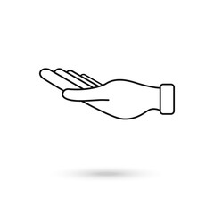 Helping hand line icon. Charity gesture sign. Quality design element. Linear style helping hand icon.