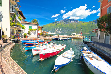 Fototapeta na wymiar Idyllic port in Limone sul Garda, town on Garda Lake