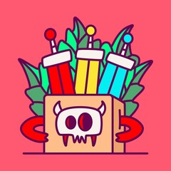 kawaii doodle cartoon monster designs for wallpaper, stickers, coloring books, pins, emblems, logos and more