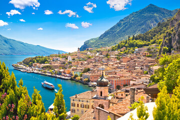 Town of Limone sul Garda on Garda lake view - 389168078