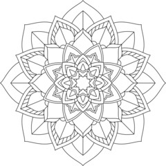 Easy Mandala coloring book simple and basic for beginners, seniors and children. Set of Mehndi flower pattern for Henna drawing and tattoo. Decoration in ethnic oriental, Indian style.