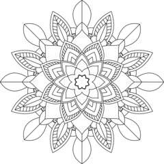 Easy Mandala coloring book simple and basic for beginners, seniors and children. Set of Mehndi flower pattern for Henna drawing and tattoo. Decoration in ethnic oriental, Indian style.