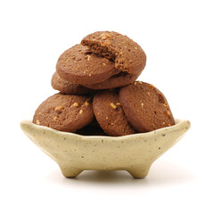 Cookies nuts on the isolated on white background.