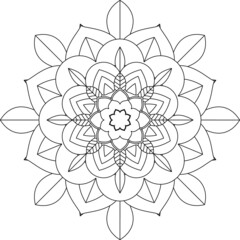 Easy Mandala coloring book simple and basic for beginners, seniors and children. Set of Mehndi flower pattern for Henna drawing and tattoo. Decoration in ethnic oriental, Indian style.