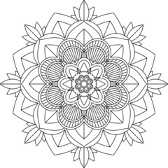 Easy Mandala coloring book simple and basic for beginners, seniors and children. Set of Mehndi flower pattern for Henna drawing and tattoo. Decoration in ethnic oriental, Indian style.