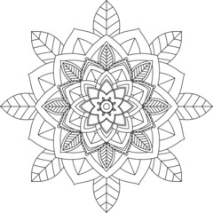 Easy Mandala coloring book simple and basic for beginners, seniors and children. Set of Mehndi flower pattern for Henna drawing and tattoo. Decoration in ethnic oriental, Indian style.