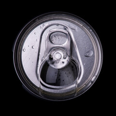 Bubble and Water drops on the lid aluminum drink can