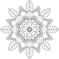 Easy Mandala coloring book simple and basic for beginners, seniors and children. Set of Mehndi flower pattern for Henna drawing and tattoo. Decoration in ethnic oriental, Indian style.