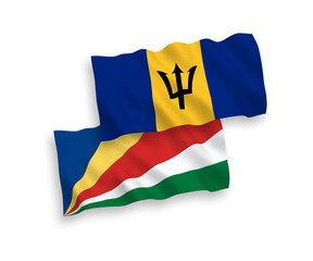Flags of Barbados and Seychelles on a white background