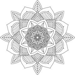 Easy Mandala coloring book simple and basic for beginners, seniors and children. Set of Mehndi flower pattern for Henna drawing and tattoo. Decoration in ethnic oriental, Indian style.