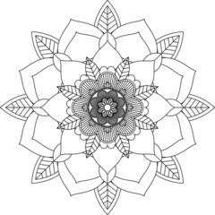 Easy Mandala coloring book simple and basic for beginners, seniors and children. Set of Mehndi flower pattern for Henna drawing and tattoo. Decoration in ethnic oriental, Indian style.