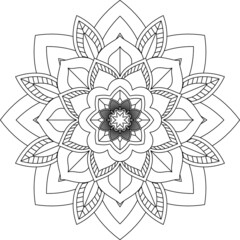Easy Mandala coloring book simple and basic for beginners, seniors and children. Set of Mehndi flower pattern for Henna drawing and tattoo. Decoration in ethnic oriental, Indian style.