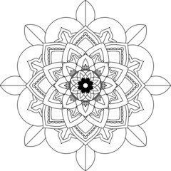 Easy Mandala coloring book simple and basic for beginners, seniors and children. Set of Mehndi flower pattern for Henna drawing and tattoo. Decoration in ethnic oriental, Indian style.