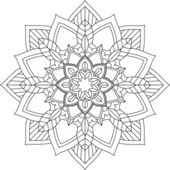 Easy Mandala coloring book simple and basic for beginners, seniors and children. Set of Mehndi flower pattern for Henna drawing and tattoo. Decoration in ethnic oriental, Indian style.