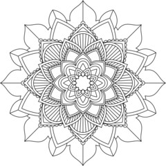 Easy Mandala coloring book simple and basic for beginners, seniors and children. Set of Mehndi flower pattern for Henna drawing and tattoo. Decoration in ethnic oriental, Indian style.