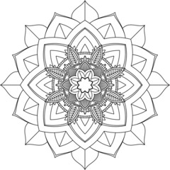 Easy Mandala coloring book simple and basic for beginners, seniors and children. Set of Mehndi flower pattern for Henna drawing and tattoo. Decoration in ethnic oriental, Indian style.