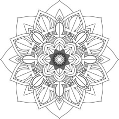 Easy Mandala coloring book simple and basic for beginners, seniors and children. Set of Mehndi flower pattern for Henna drawing and tattoo. Decoration in ethnic oriental, Indian style.