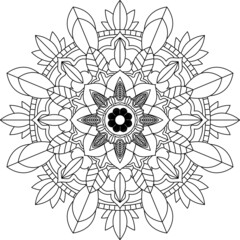 Easy Mandala coloring book simple and basic for beginners, seniors and children. Set of Mehndi flower pattern for Henna drawing and tattoo. Decoration in ethnic oriental, Indian style.