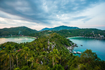 Exotic sunset sky sea on mountain summer vacation