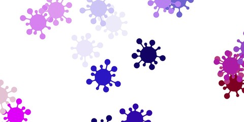 Light purple, pink vector pattern with coronavirus elements.