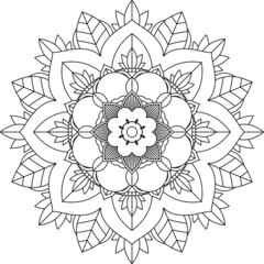 Easy Mandala coloring book simple and basic for beginners, seniors and children. Set of Mehndi flower pattern for Henna drawing and tattoo. Decoration in ethnic oriental, Indian style.