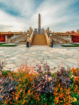 The famous monoment called "monolitten" in Vigelandsparken, Oslo, Norway