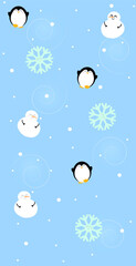 Penguin jacquard knitted seamless pattern. Winter background with cute animals. Northern style. Vector illustration.
