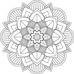 Easy Mandala coloring book simple and basic for beginners, seniors and children. Set of Mehndi flower pattern for Henna drawing and tattoo. Decoration in ethnic oriental, Indian style.