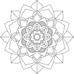 Easy Mandala coloring book simple and basic for beginners, seniors and children. Set of Mehndi flower pattern for Henna drawing and tattoo. Decoration in ethnic oriental, Indian style.