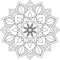 Easy Mandala coloring book simple and basic for beginners, seniors and children. Set of Mehndi flower pattern for Henna drawing and tattoo. Decoration in ethnic oriental, Indian style.