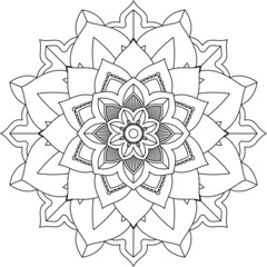 Easy Mandala coloring book simple and basic for beginners, seniors and children. Set of Mehndi flower pattern for Henna drawing and tattoo. Decoration in ethnic oriental, Indian style.