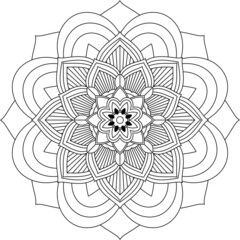 Easy Mandala coloring book simple and basic for beginners, seniors and children. Set of Mehndi flower pattern for Henna drawing and tattoo. Decoration in ethnic oriental, Indian style.