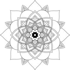 Easy Mandala coloring book simple and basic for beginners, seniors and children. Set of Mehndi flower pattern for Henna drawing and tattoo. Decoration in ethnic oriental, Indian style.