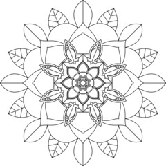 Easy Mandala coloring book simple and basic for beginners, seniors and children. Set of Mehndi flower pattern for Henna drawing and tattoo. Decoration in ethnic oriental, Indian style.