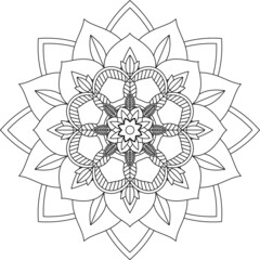 Easy Mandala coloring book simple and basic for beginners, seniors and children. Set of Mehndi flower pattern for Henna drawing and tattoo. Decoration in ethnic oriental, Indian style.