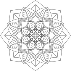 Fototapeta premium Easy Mandala coloring book simple and basic for beginners, seniors and children. Set of Mehndi flower pattern for Henna drawing and tattoo. Decoration in ethnic oriental, Indian style.