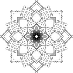 Easy Mandala coloring book simple and basic for beginners, seniors and children. Set of Mehndi flower pattern for Henna drawing and tattoo. Decoration in ethnic oriental, Indian style.